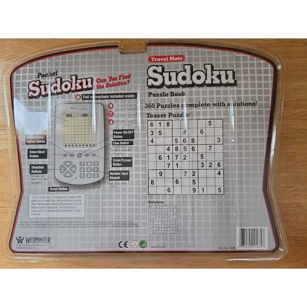 Vintage 2005 Pocket Sudoku Electronic Game Puzzle Book NEW SEALED NOS